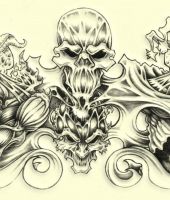 wzory tatuaży czaszki demony