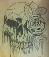 czaszka i róża wzory tatuaży