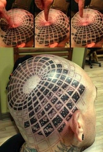 tatuaż 3d na głowie