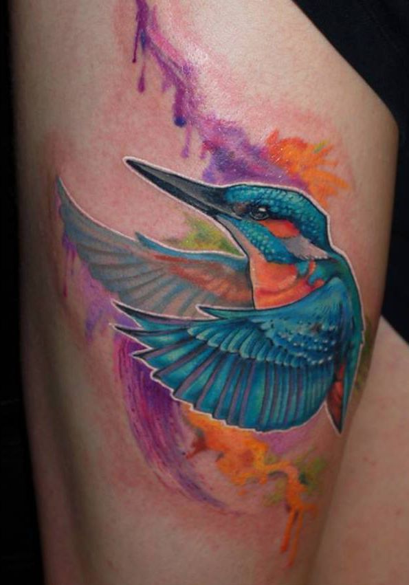 niebieski ptak tatuaż projekt