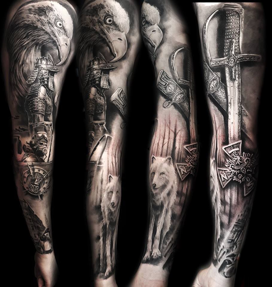 samuraj - tatuaż na ręce