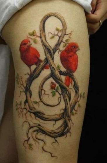 klucz wiolinowy i ptaki