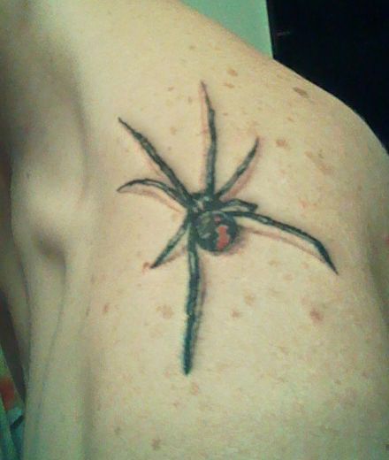 pająk tatuaż na ramieniu