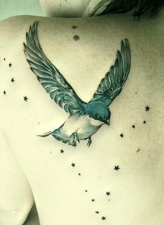 ptak i gwiazdki tatuaże