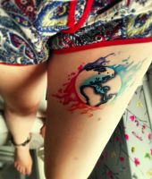 ziemia tatuaż na udzie