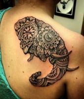 głowa słonia tatuaż na plecach