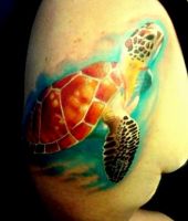 żółw tatuaż na barku