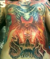 czaszki tatuaże na brzuchu