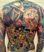 wojownicze żółwie ninja tatuaże na plecach