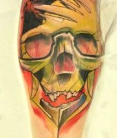 zielona rysunkowa czaszka