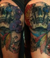 czaszka tatuaż na ramieniu 3