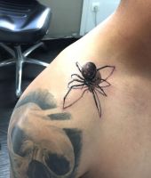 pająk 3d tatuaż na obojczyku