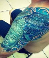 budda niebieskie tatuaże