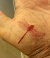 mała ważka tatuaż na dłoni