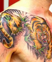 żółty tygrys wytatuowany mężczyzna