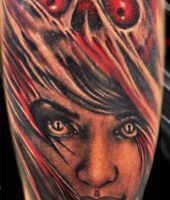 twarz kobiety i czaszka