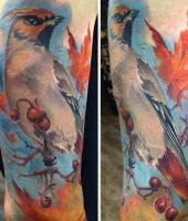 ptak tatuaż na ręce
