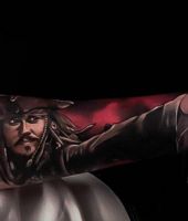 Jack Sparrow reką tatuaż