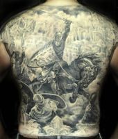 rycerz na czarnym koniu