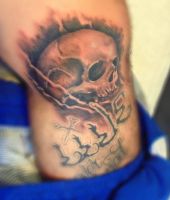 tatuaż z ludzką czaszką