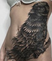 tatuaże na brzuchu dla kobiety ptaki