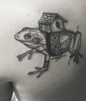 żaba z domkiem na plecach