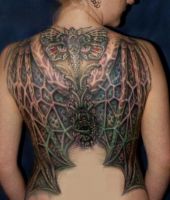 biomechaniczne skrzydłą na plecach