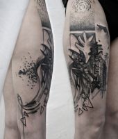 abstrakcyjne tatuaże na nogę