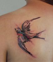jaskółka tatuaż na łopatce
