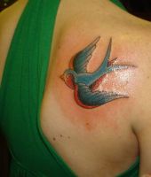 tatuaże na łopatce - jaskółka