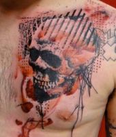 ludzka czaszka tatuaże na klatce piersiowej