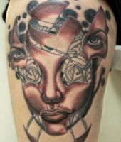 abstrakcyjne tatuaże twarze 3d