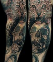 trzyoki dziki kot i czaszka | tatuaże