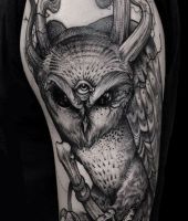sowa - czarne wzory tatuaży