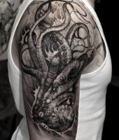 macki ośmiornicy tatuaż na ramieniu