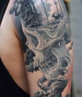 tatuaże czaszki 3d iluzje