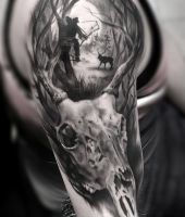 polowanie na jelenia | czaszka tatuaż