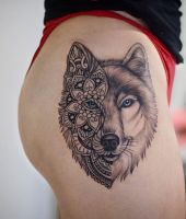 wilk mandala tatuaże