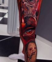 artystyczny tatuaż czaszka oko kobieta