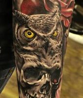 róże sowa i czaszka