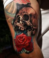 czaszka róże tatuaże na rękę