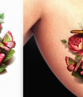 wzory tatuaży - róże i motyl