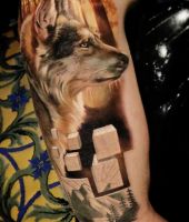 pies i tło 3d tatuaż