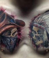 indianin i kowboj - tatuaże czaszki
