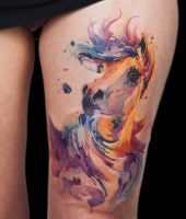 kolorowe tatuaże - koń