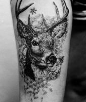 jeleń - głowa tatuaż
