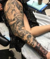 Santa Muerte tattoo on leg