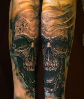 ludzka czaszka - realistyczny projekt tatuażu