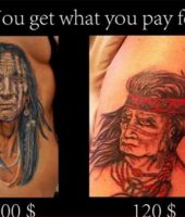 brzydkie tatuaże - indianin