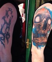 covering tattoo, skull